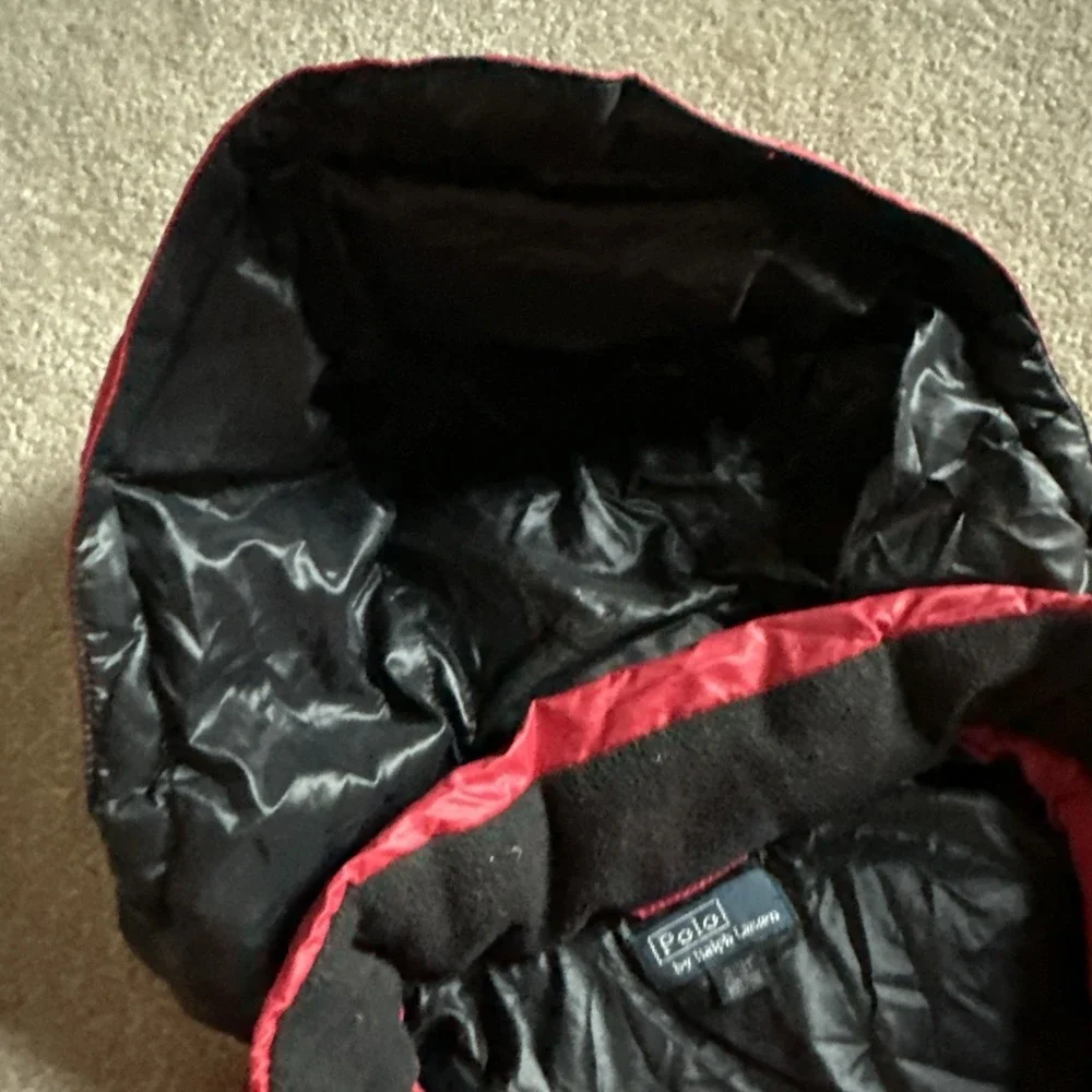 Polo Ralph Lauren Down Puffer Jacket Boys 3T Toddler Red Pony Full Zip Red Black